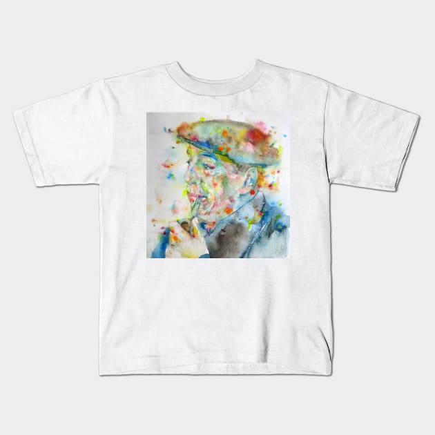 PABLO NERUDA - watercolor portrait.2 Kids T-Shirt by lautir